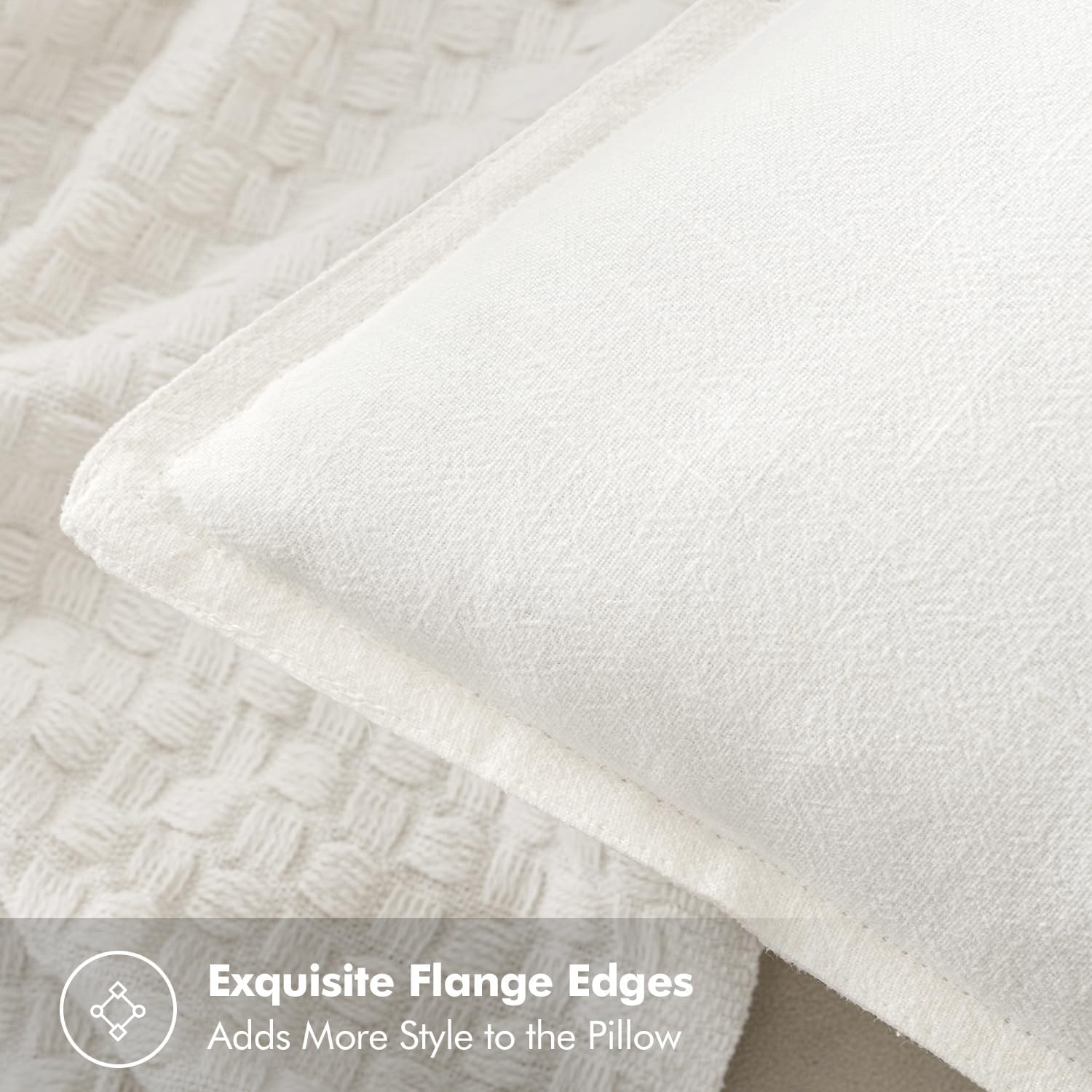 Thumbnail 1 de MIULEE Linen Throw Pillow Covers, 18 x 18, Cream White, Set of 2