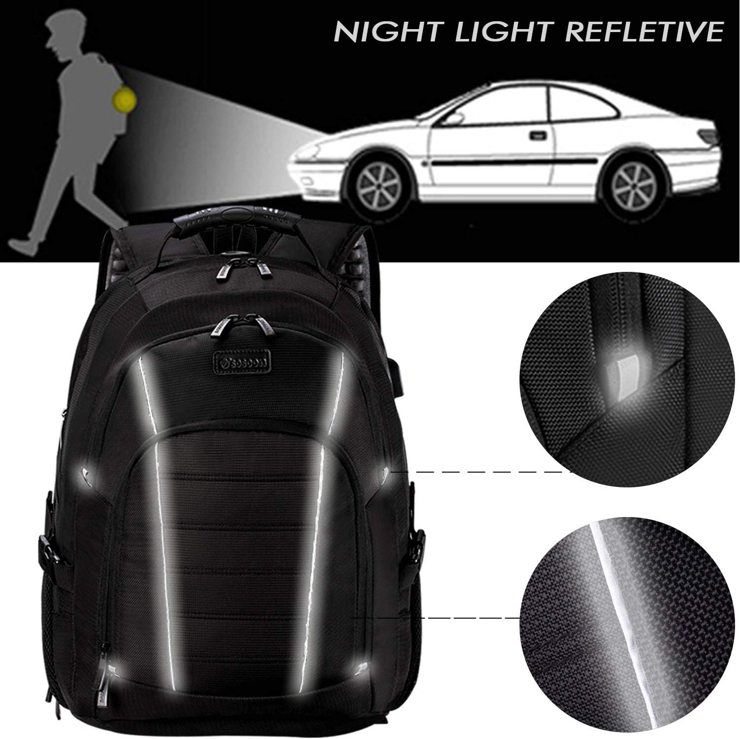 Thumbnail 6 de Laptop Backpack Extra Large 17 Inch Business Travel Rucksack with USB Charging Port and Earphone Hole