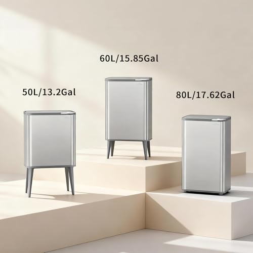 Thumbnail 7 de mVm Kitchen Bin 80L: Stainless Steel Push Top Waste Bin with Odour Seal