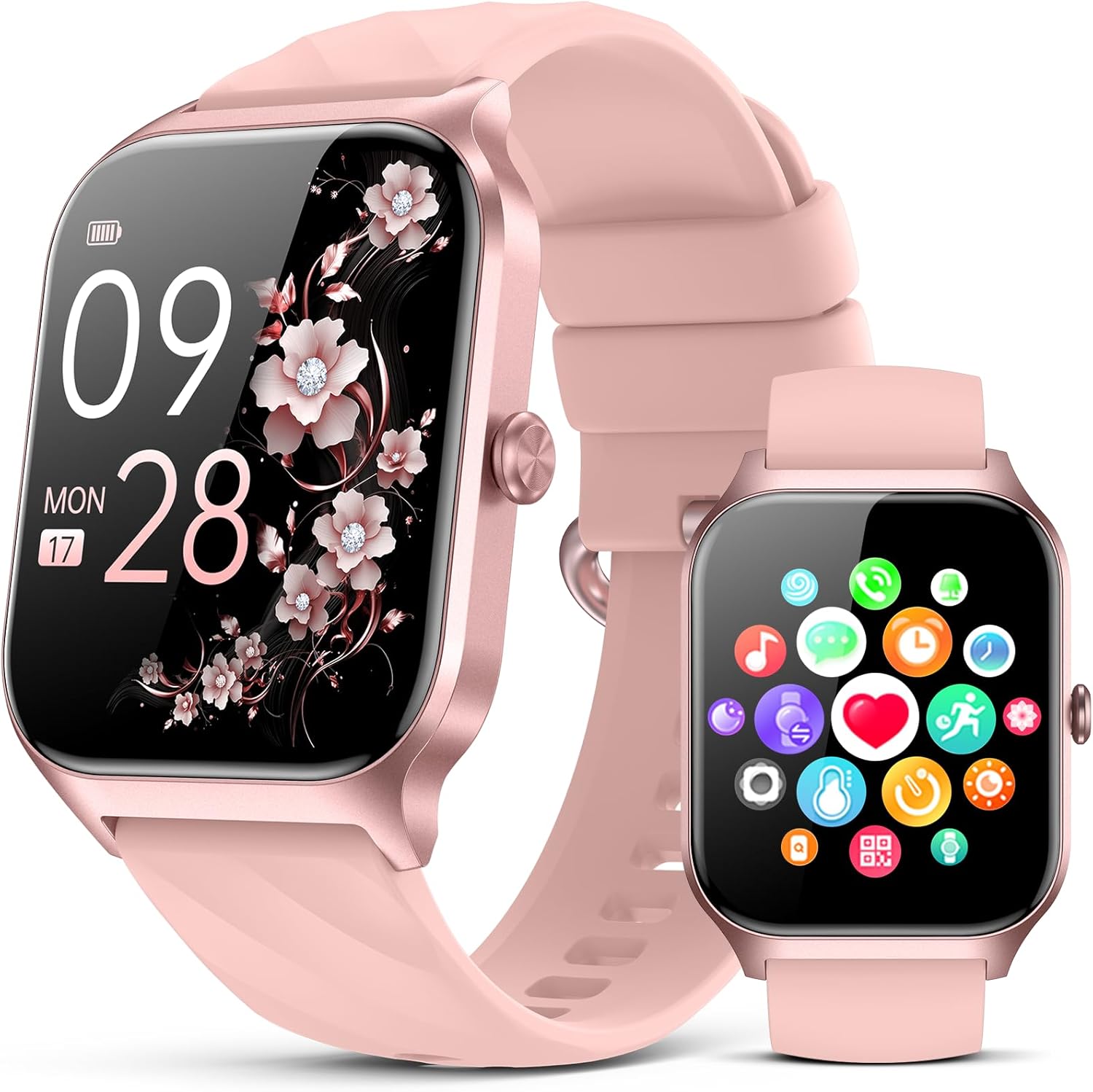 Detalle de Kriutefy Smart Watch for Women & Men (Sakura Pink) – Bluetooth Calling, 110+ Sports Modes and Sleep Tracking