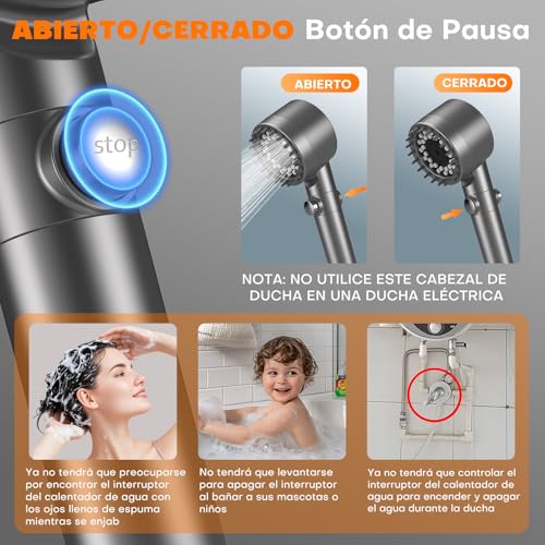 Detalle de FEELSO Alcachofa de Ducha con Filtro de 15 Capas: alta presión, antical y ahorro de agua