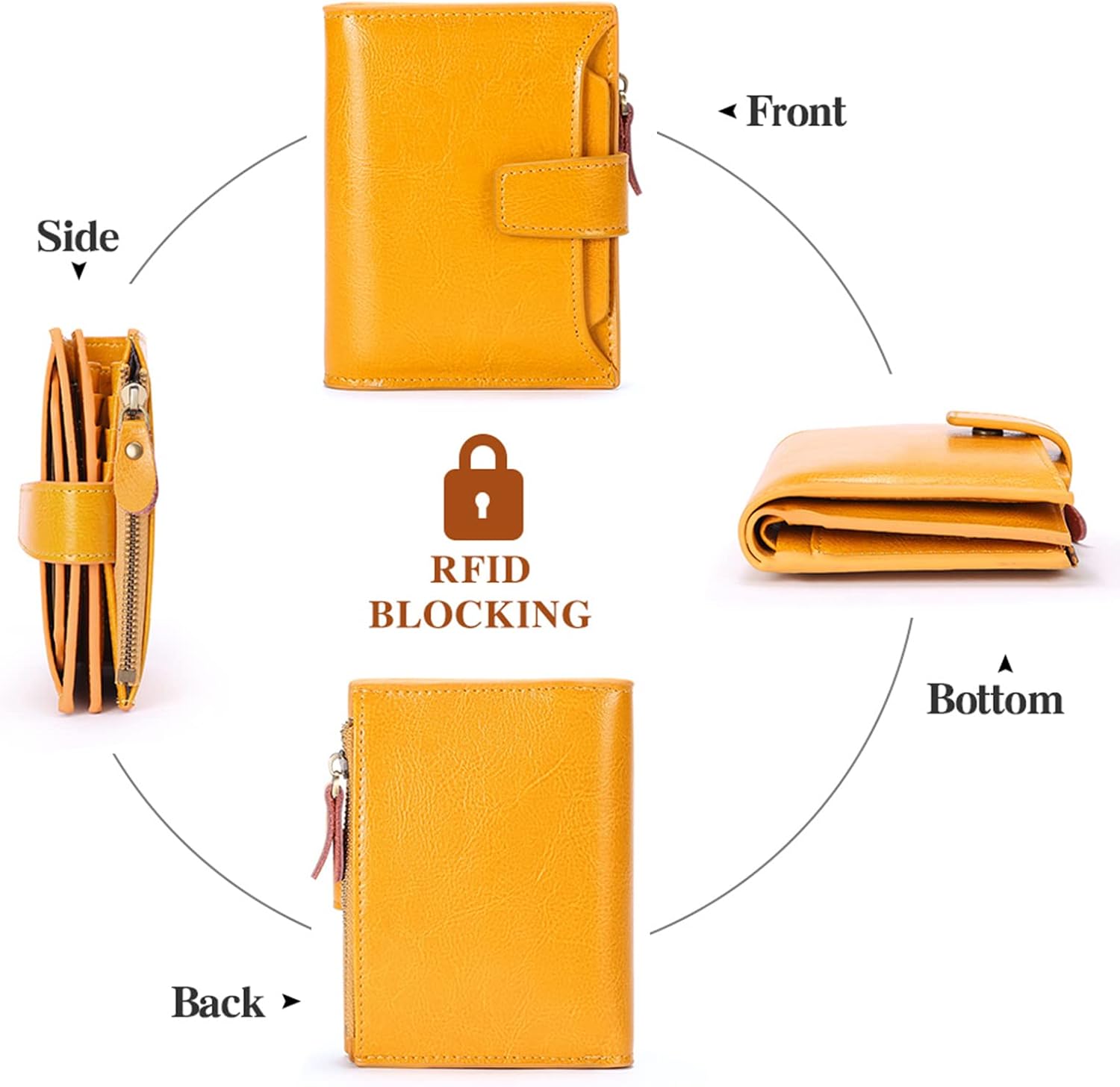 Detalle de SENDEFN Women’s RFID Blocking Leather Small Compact Bi-fold Wallet with ID Window (13 x 10 x 3 cm)