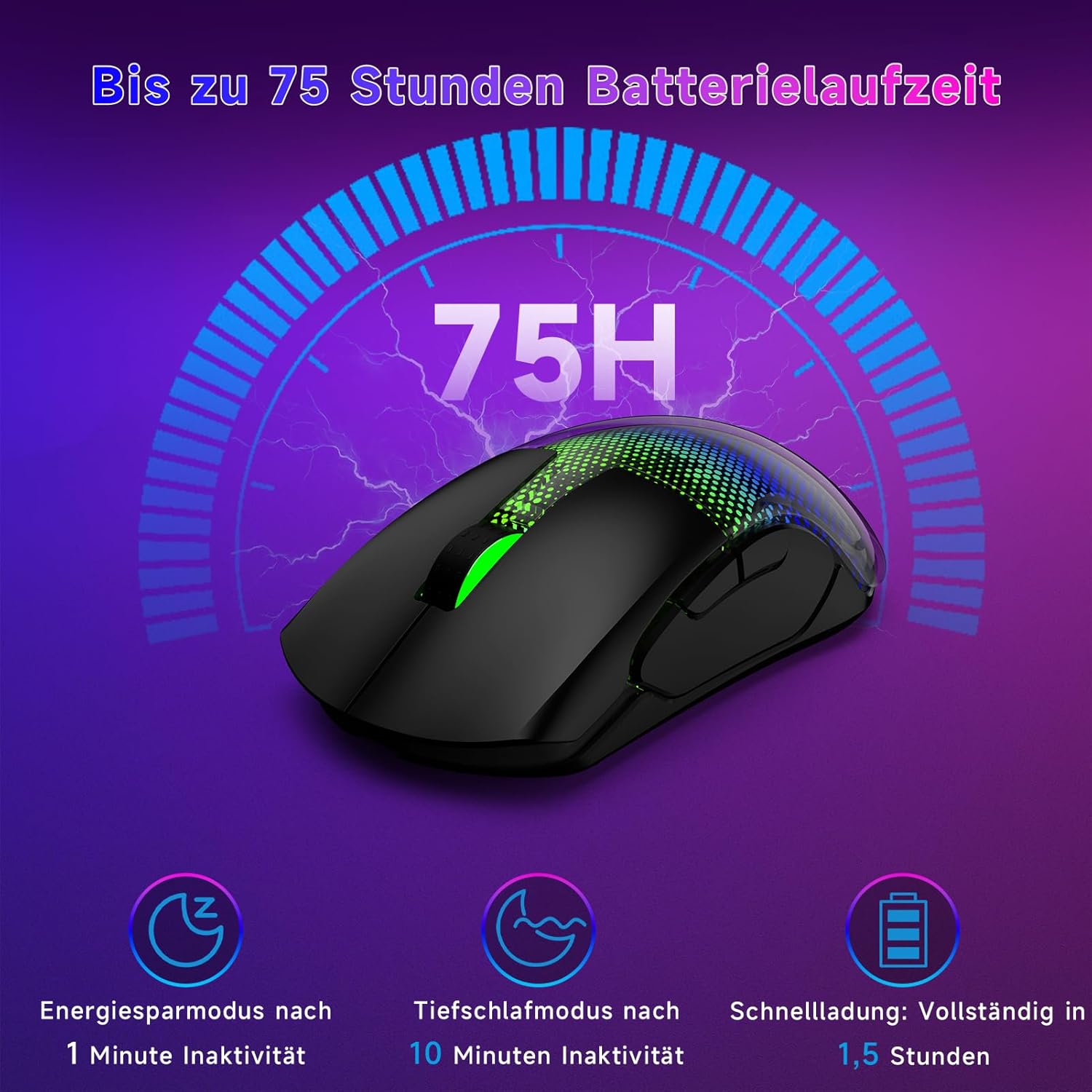 Thumbnail 4 de Gaming Maus Kabellos – 12K DPI, Bluetooth 5.3, 86 g, RGB, 6 Tasten