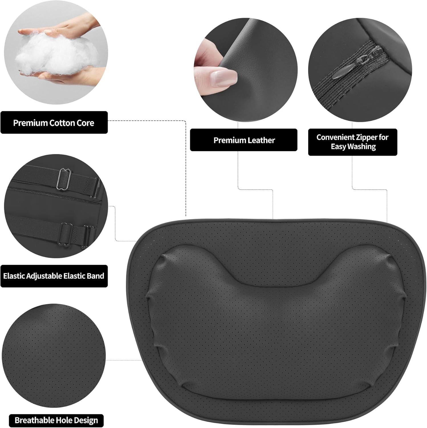 Thumbnail 1 de Dapucarin Car Neck Pillow [No More Pressure] – Premium Leather Headrest for Driving, Office & Gaming