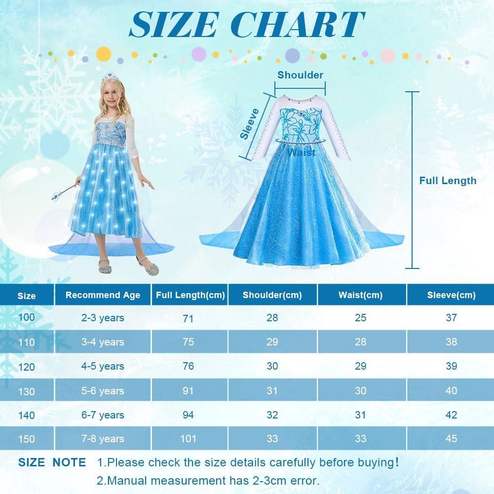 Detalle 2 de ACWOO LED Leuchtend Prinzessin Kleid für Mädchen mit Krone und Zauberstab – Kostüm-Set