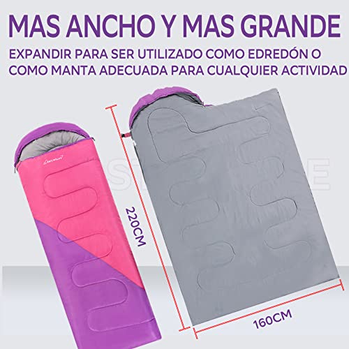 Thumbnail 2 de Clostnature Saco de Dormir Ligero para Acampar (Cremallera Izquierda) – 3 estaciones, tamaño compacto