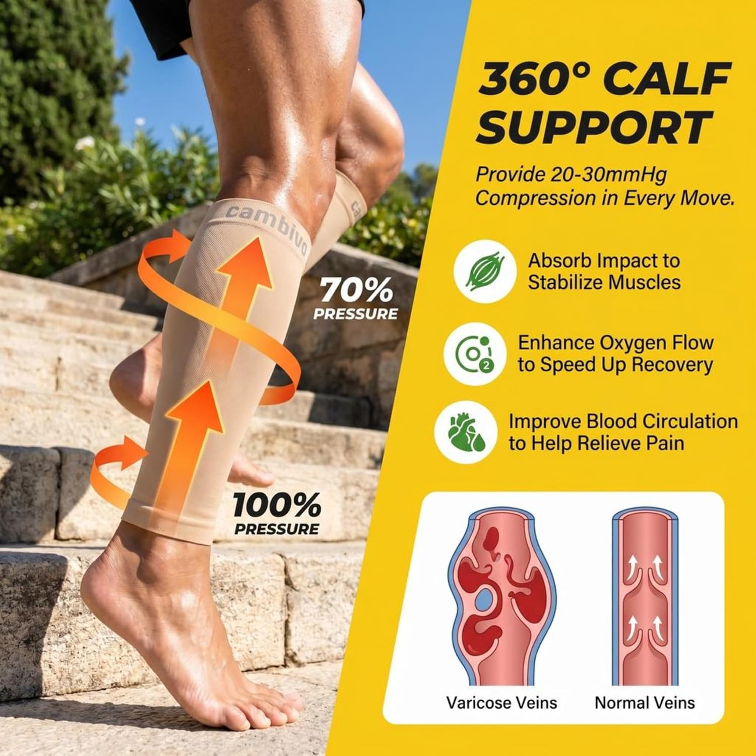 Thumbnail 2 de CAMBIVO Calf Sleeves 20-30 mmHg