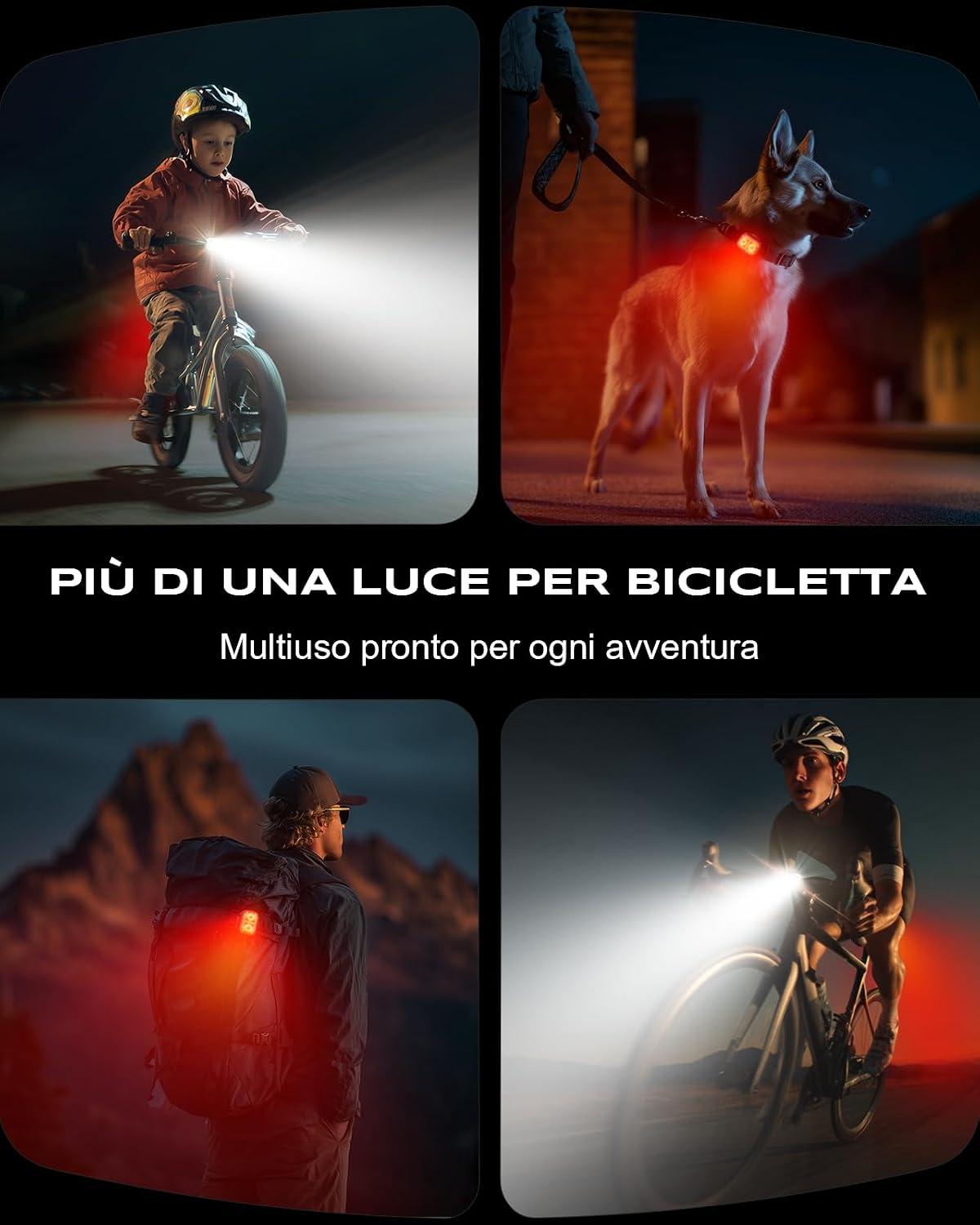 Thumbnail 6 de Rolgno Luci Bicicletta LED anteriore e posteriore 11 modalità