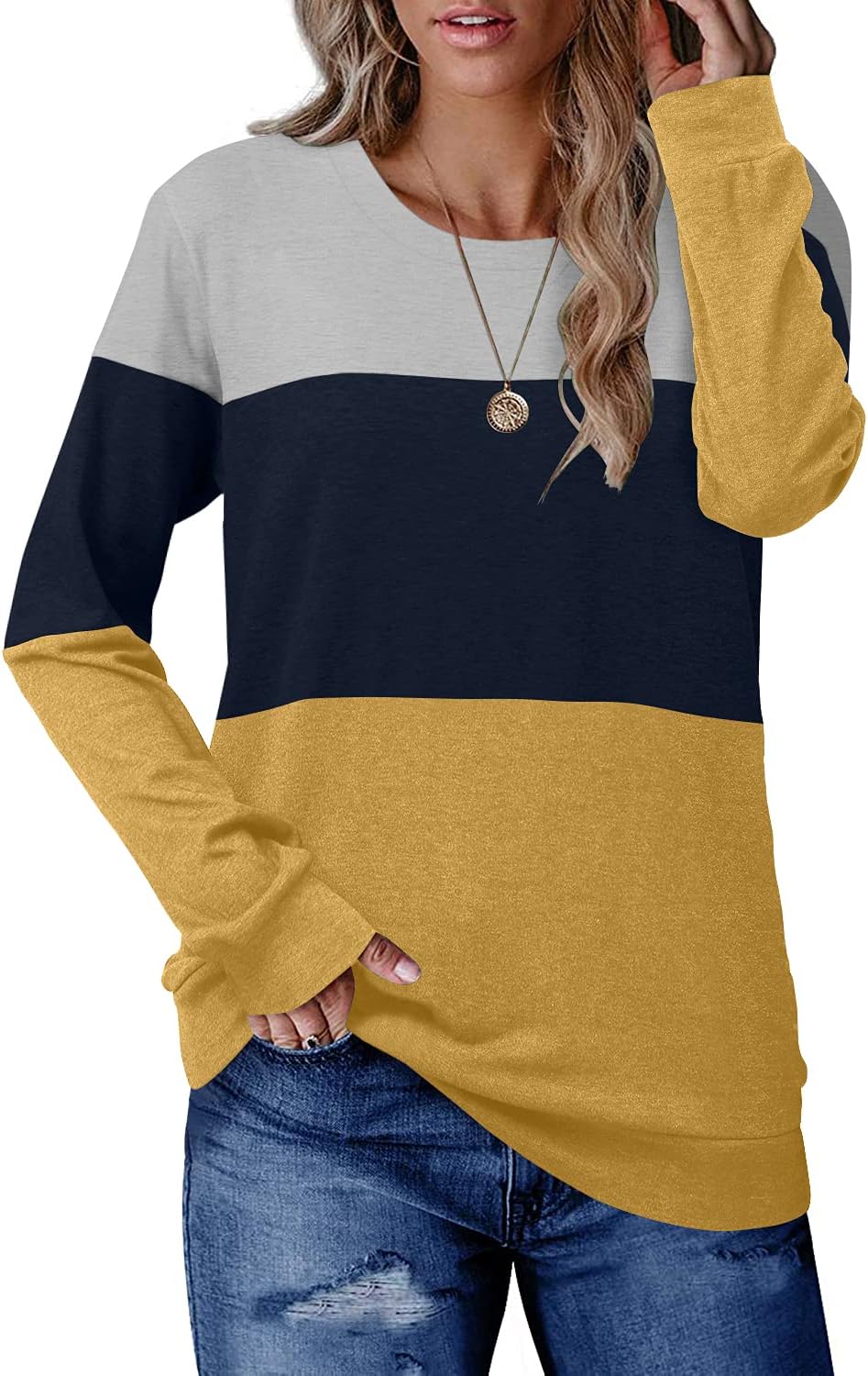 Detalle de CRAZY GRID Women's Long-Sleeve Sweatshirt, 35% Cotton