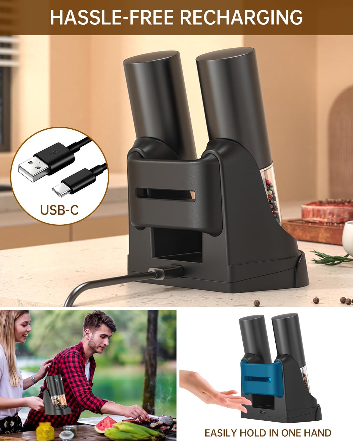 Thumbnail 2 de CIRCLE JOY Electric Salt and Pepper Grinder Set 95ml 🍽