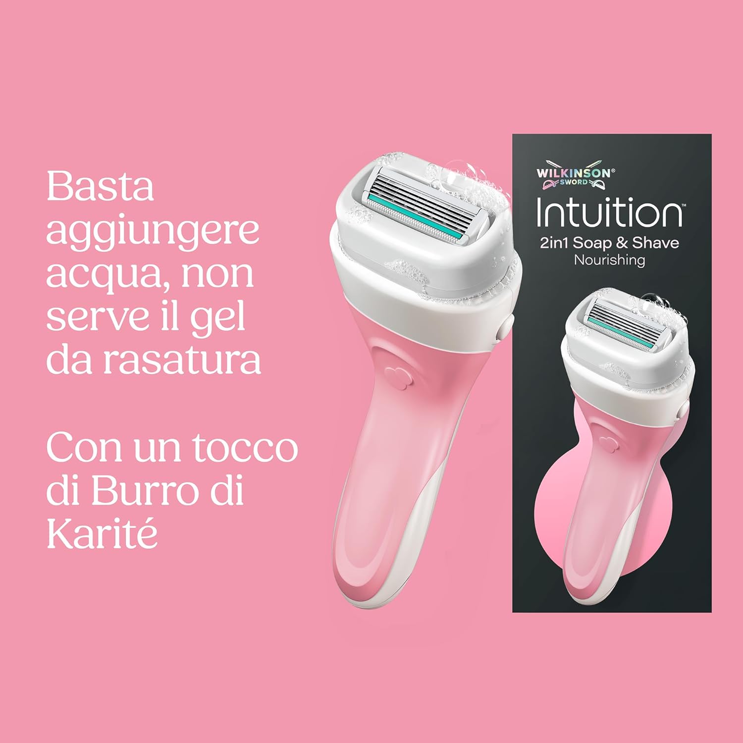 Detalle de Wilkinson Sword Intuition 2in1 Soap & Shave Nourishing: rasoi da donna con sapone vegano integrato (3 ricariche)