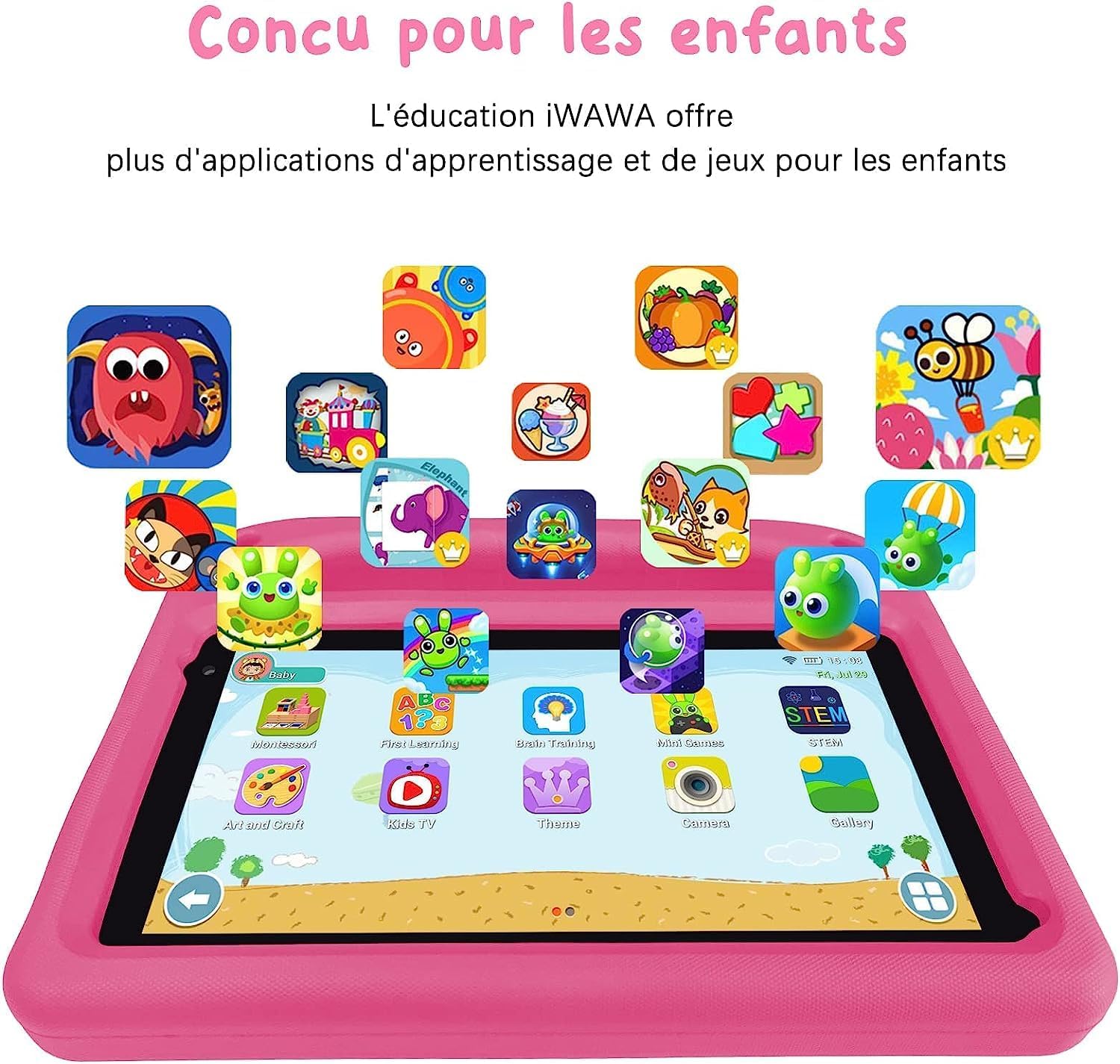 Thumbnail 3 de GOODTEL Tablette enfants G7 Android 11 (7 pouces, 32Go, WiFi/Bluetooth/GPS) avec étui — contrôle parental