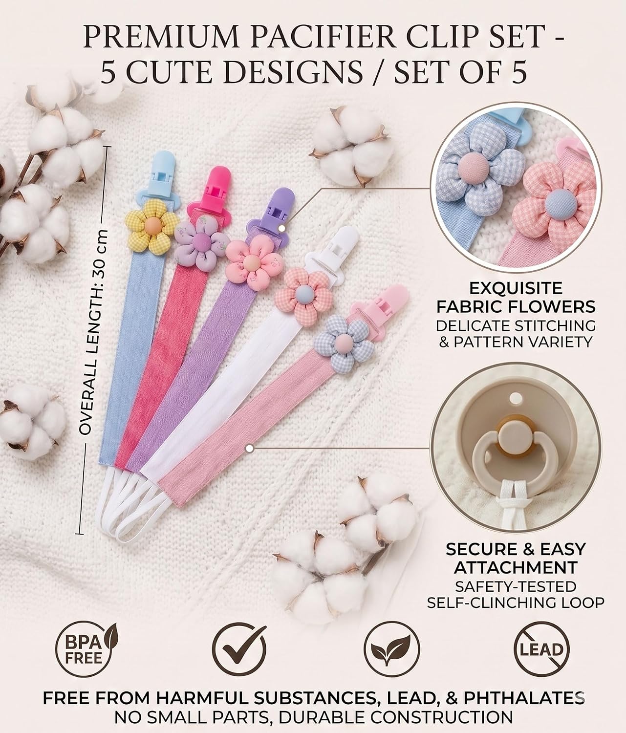 Detalle 1 de Pacifier Clips, 5-Pack