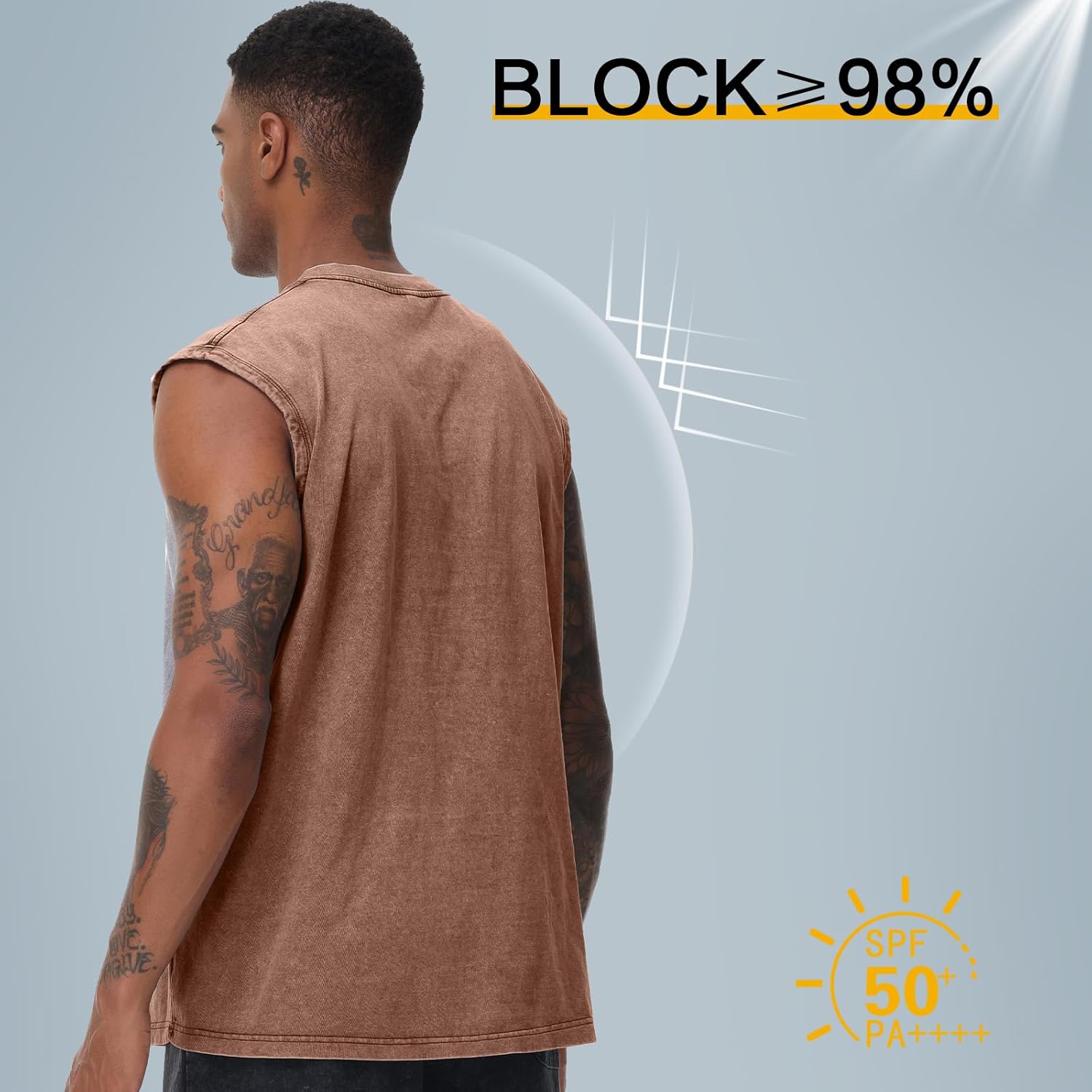 Thumbnail 3 de Herren Tank-Top: Kurzarm Sommer Ärmelloses Shirt – Fitness, Muskelshirt, Baumwolle