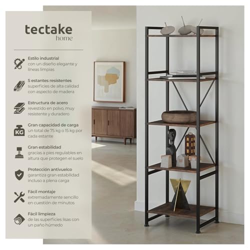 Detalle 2 de TecTake® Estantería Manchester 5 Niveles 🏠 Diseño Industrial
