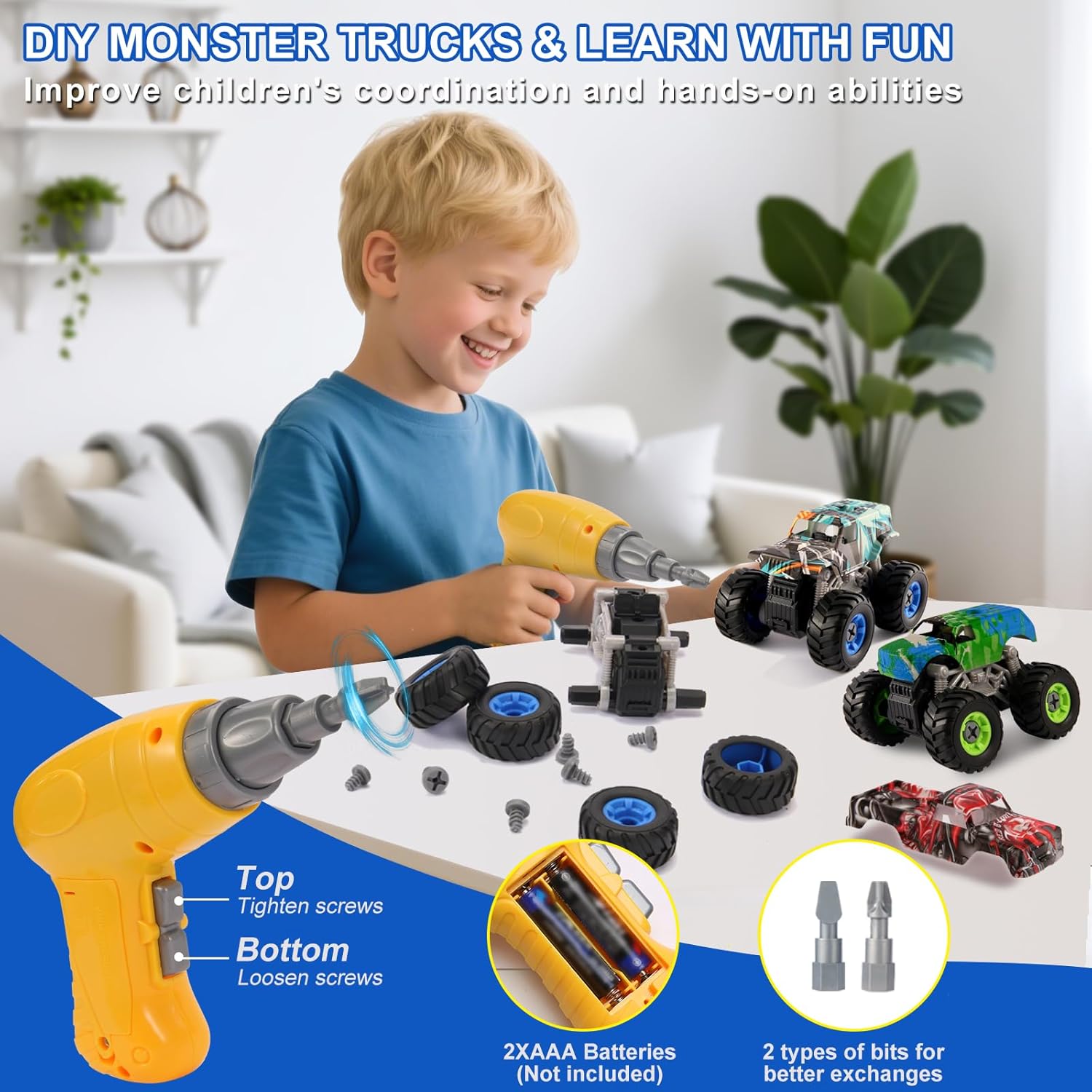Thumbnail 2 de Trovogil Take Apart Monster Truck Toys for Kids (3–8): STEM Build-and-Play Set with Drill, Storage Box