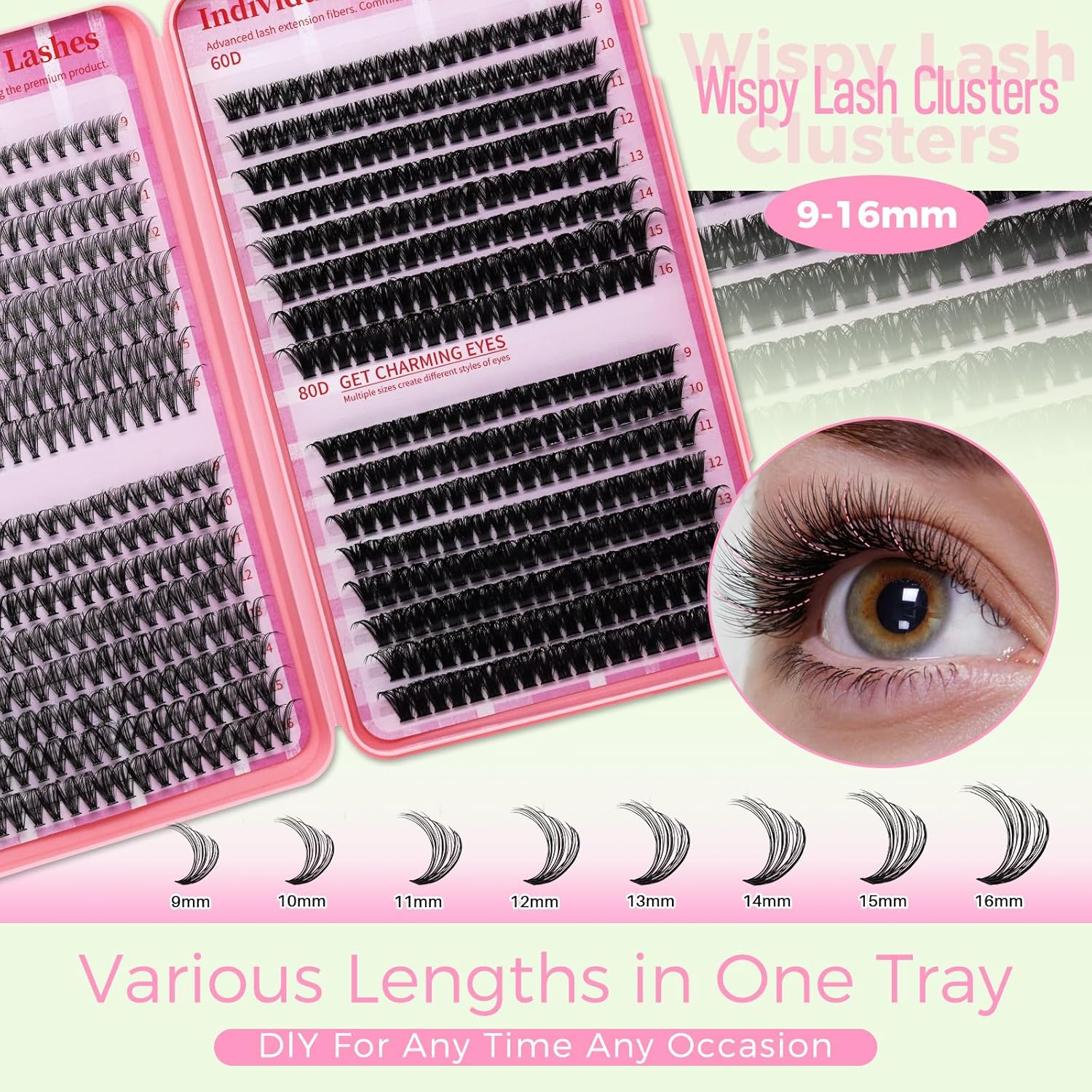 Thumbnail 1 de RITALASH Lash Clusters Kit for Beginners (640pcs 20D+40D+60D+80D) with Lash Bond & Seal, Tweezers & Brush