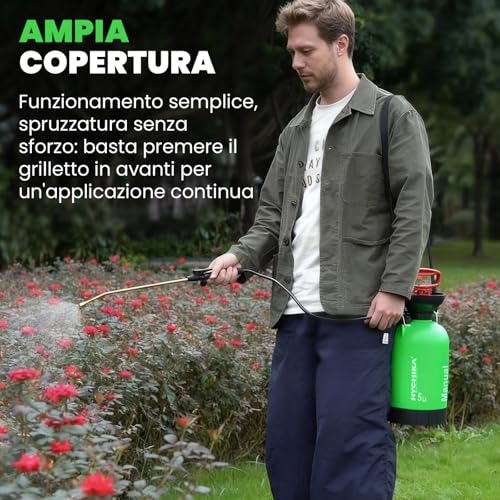 Thumbnail 6 de HYCHIKA Spruzzatore a pressione 5 litri con ugello regolabile e lancia angolata