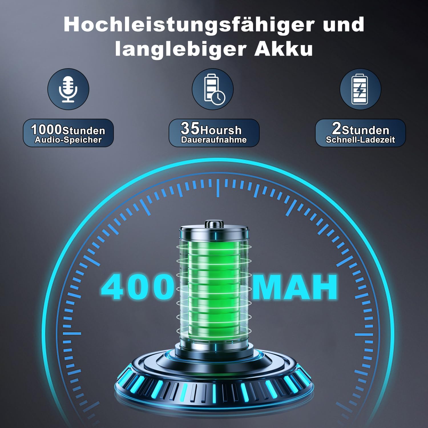 Detalle 2 de Diktiergerät Mini – Tragbares USB-C Aufnahmegerät mit Rauschunterdrückung und Magnetbefestigung