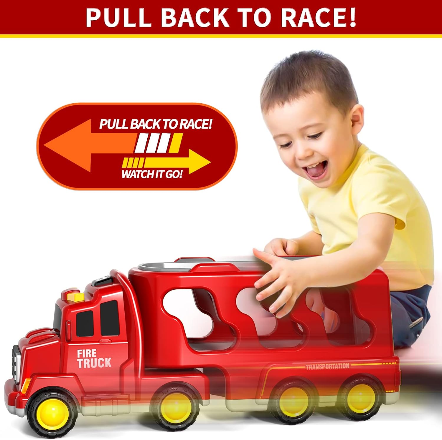 Detalle de Bennol SX600-22-11 5-in-1 Fire Truck Toy with Lights, Sound and 4 Mini Vehicles
