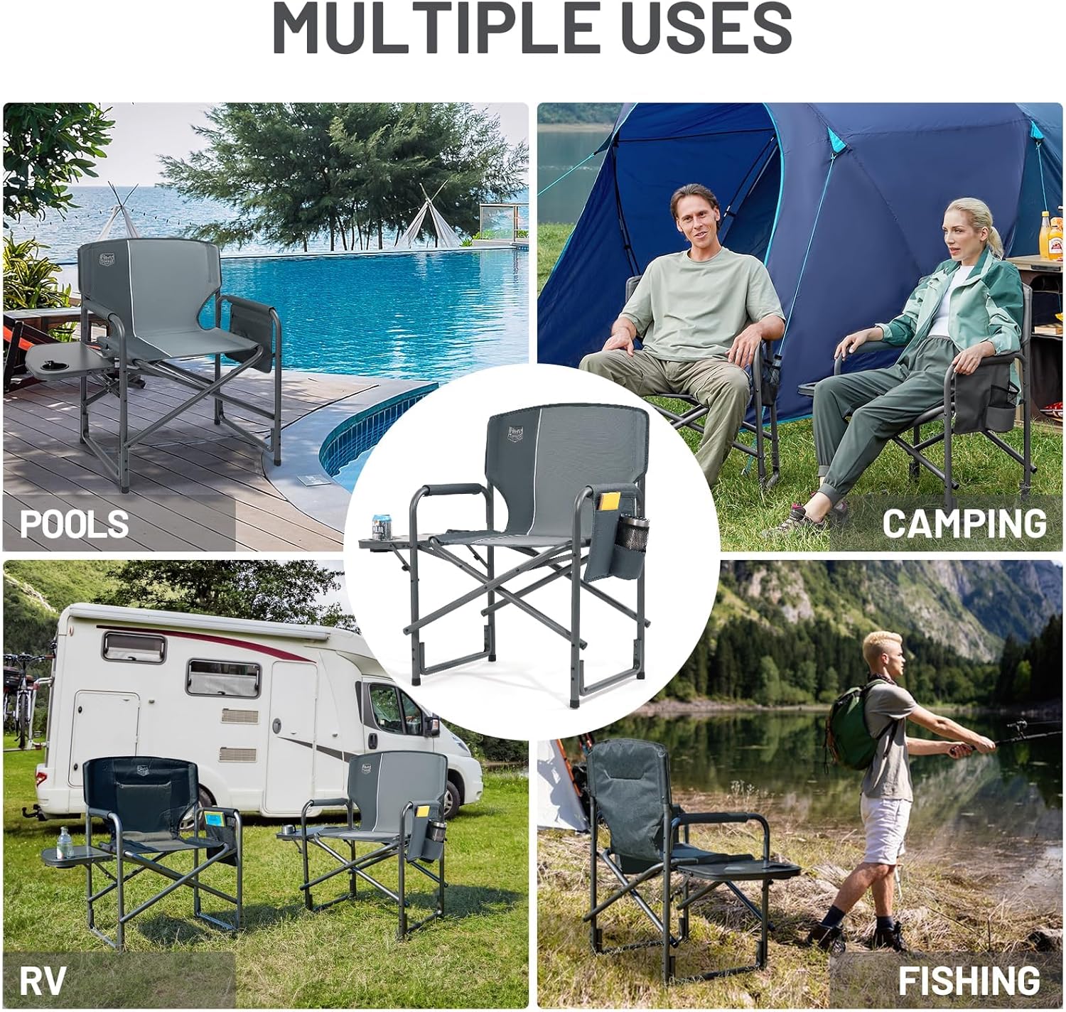 Thumbnail 6 de TIMBER RIDGE Camping Directors Chair 180kg