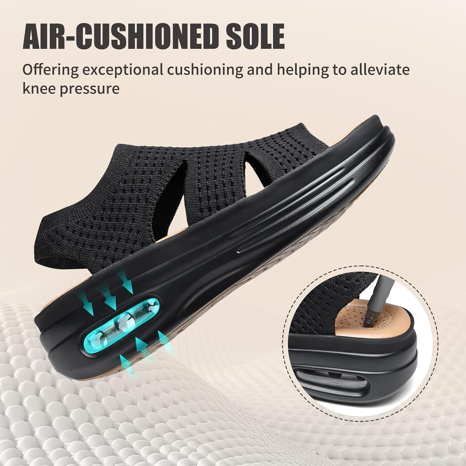 Detalle de Hanani Women Walking Sandals with Air Cushion Heel Support and Elastic Slingback