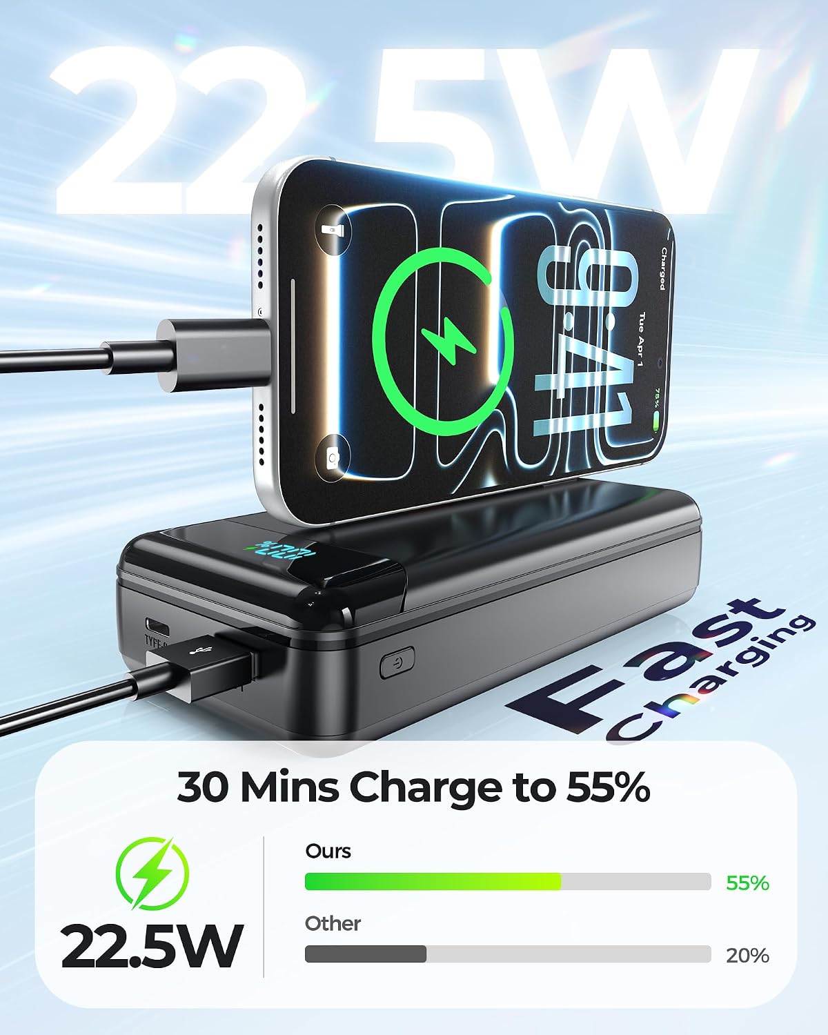 Detalle de Power Bank 27000mAh with PD20W and Built-in Cables