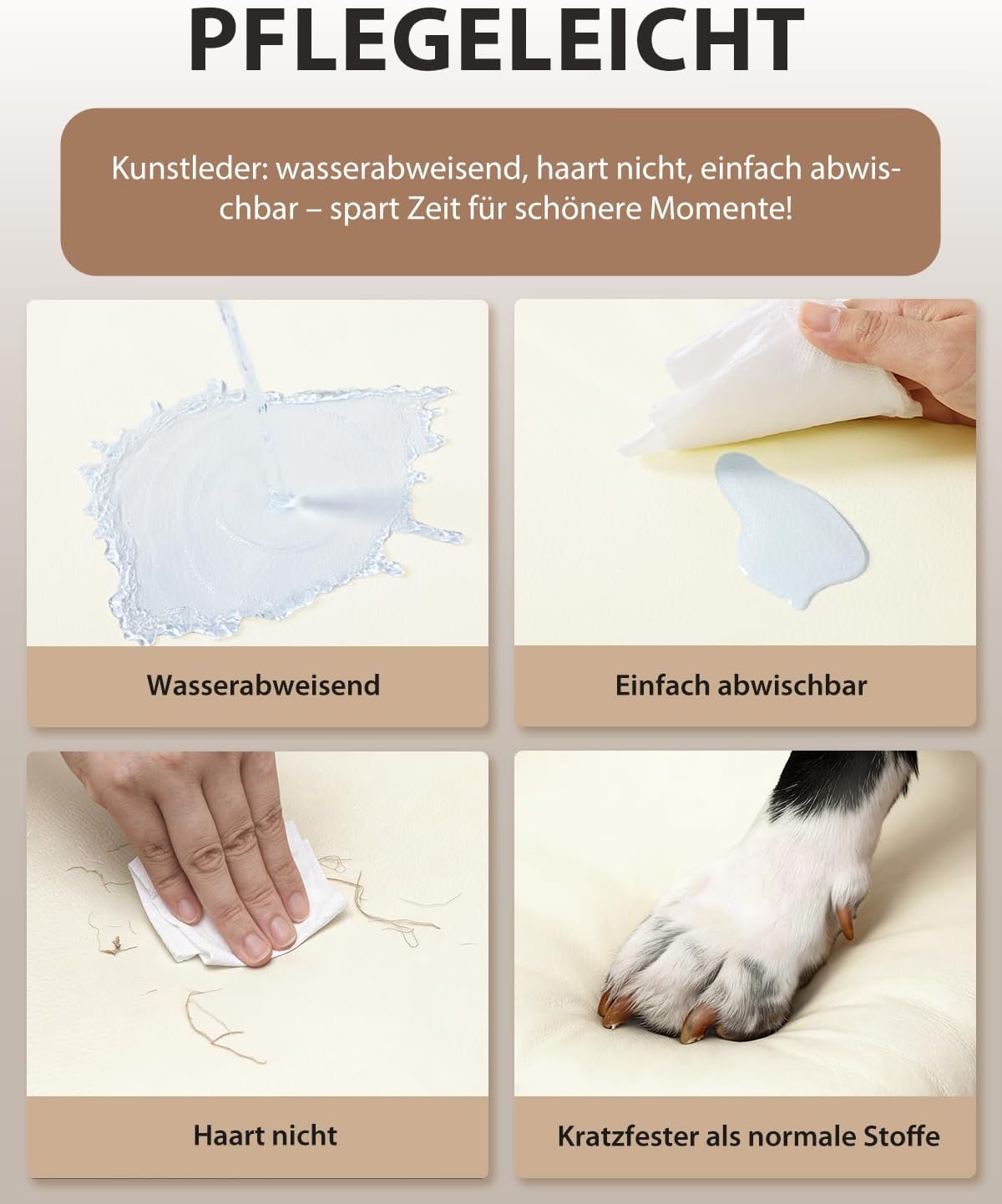 Thumbnail 1 de Favodormir Cuccia per cani da interno in ecopelle impermeabile con schiuma a uovo (taglia piccola) beige