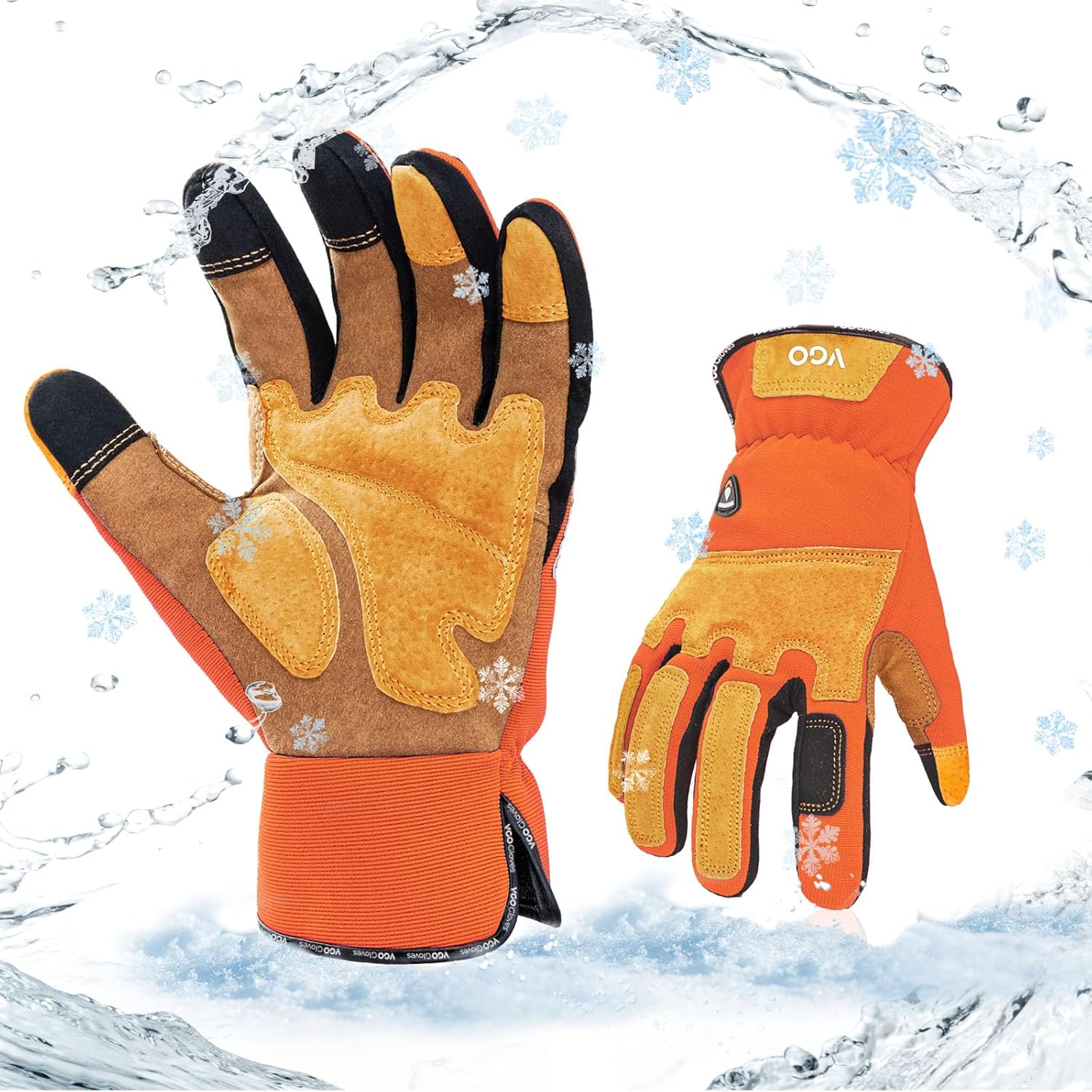 Vgo Winter Waterproof Leather Work Gloves 1 pair 🧤
