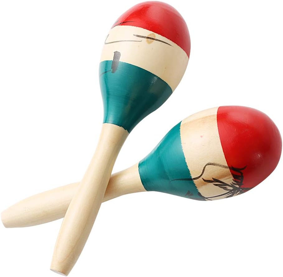 Detalle de Musfunny Maracas Große – bunte Holz-Rumba Shaker, Hand Percussion für Party und Spiel