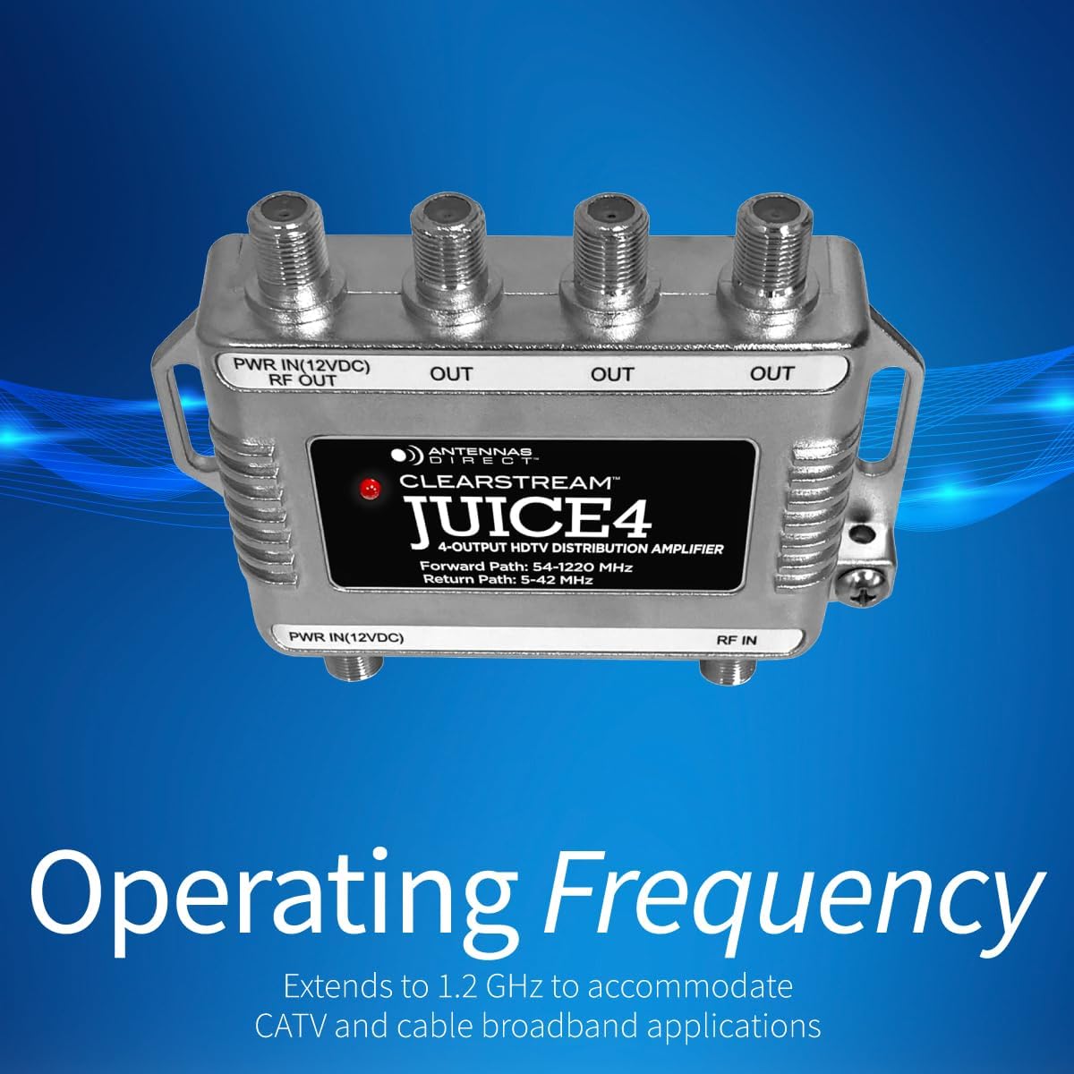 Detalle 2 de Antennas Direct ClearStream JUICE4 4-Output Distribution Amplifier for up to Four TVs (CATV/4K 8K Ready)