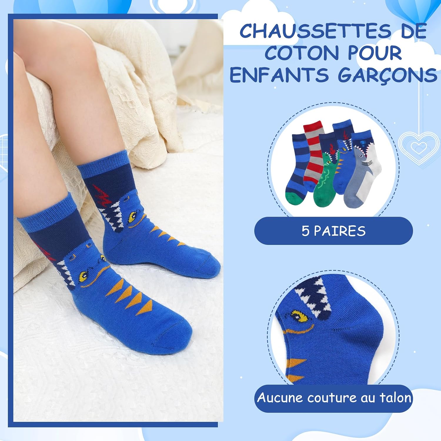 Detalle de Chaussettes LOFIR coton garçons 5 paires
