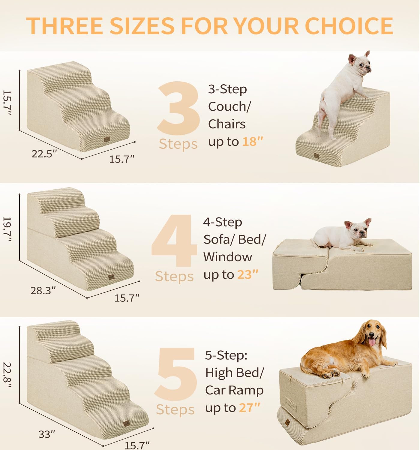 Detalle 2 de Made4Pets 4-Step Pet Stair for 19.7 in Bed