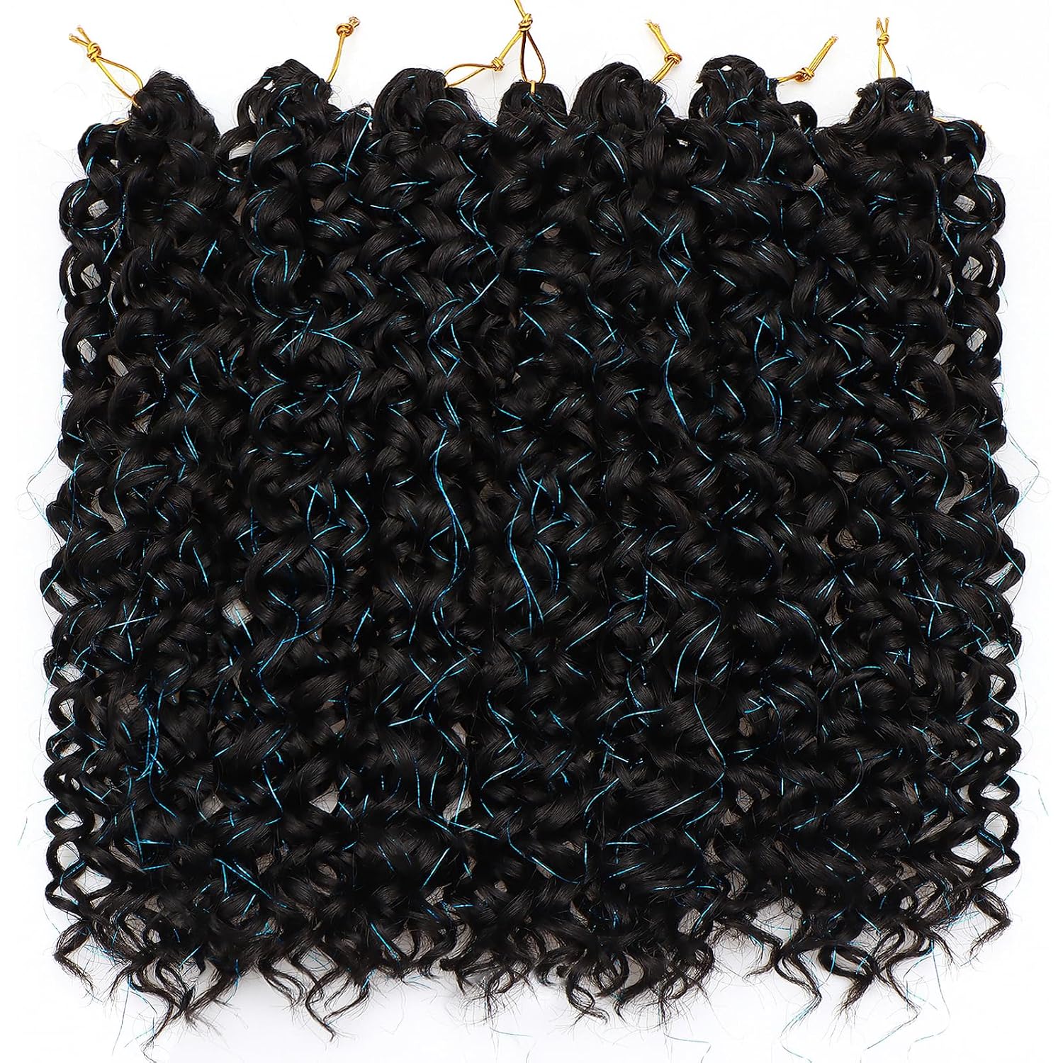 Detalle de YXCHERISHAIR GoGo Curl Water Wave Crochet Hair – 18in, 7 Packs, 1B/HTBlue