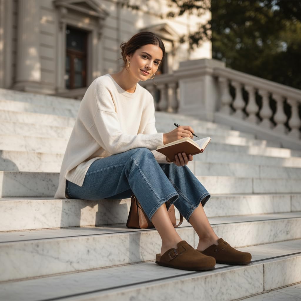 Thumbnail 5 de CUSHIONAIRE Hana suede leather clog — women's shoes 👡