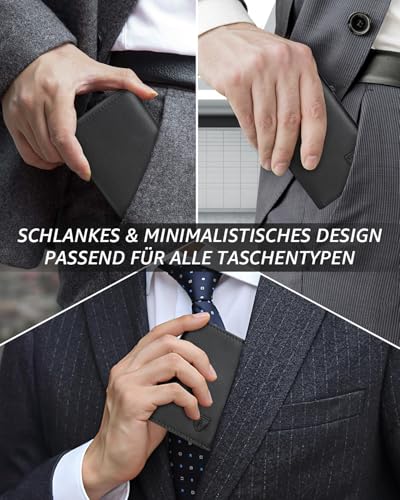 Thumbnail 5 de TEEHON Geldbörse Herren – Magnetische Slim Wallet mit Münzfach, RFID-Schutz und ID-Fenster (Schwarz & Orange)