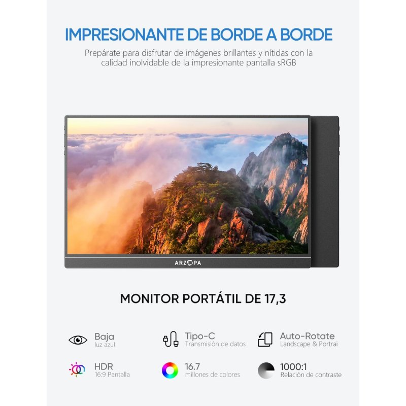 Thumbnail 1 de Arzopa A1M Monitor 17.3" LED IPS FullHD USB-C 🎨