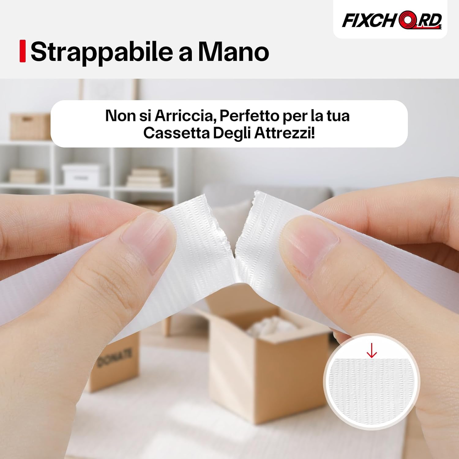 Thumbnail 4 de FIXCHORD Nastro adesivo in tessuto impermeabile 25 mm × 50 m, bianco
