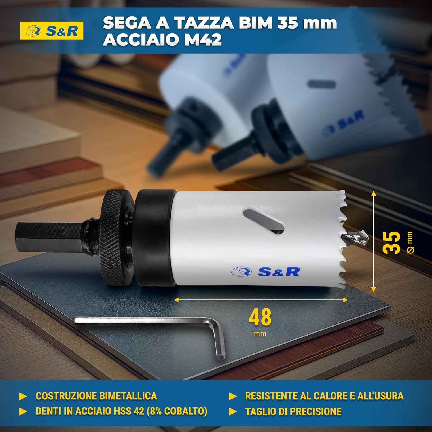 Detalle 2 de S&R Sega a Tazza BIM 35 mm per Trapano 📐