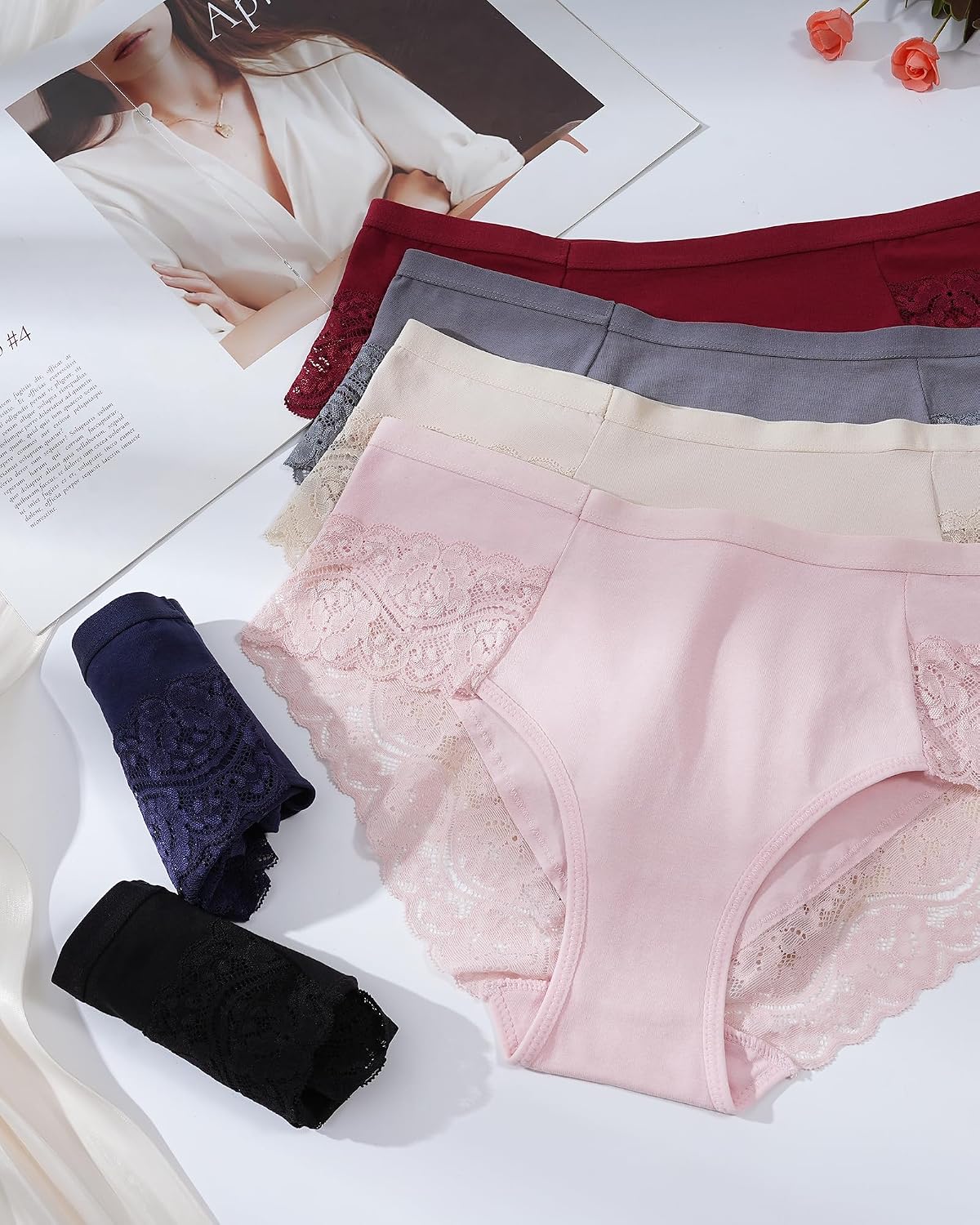 Detalle de Aijolen Culotte Femme Coton Dentelle Lot de 6 đ©°