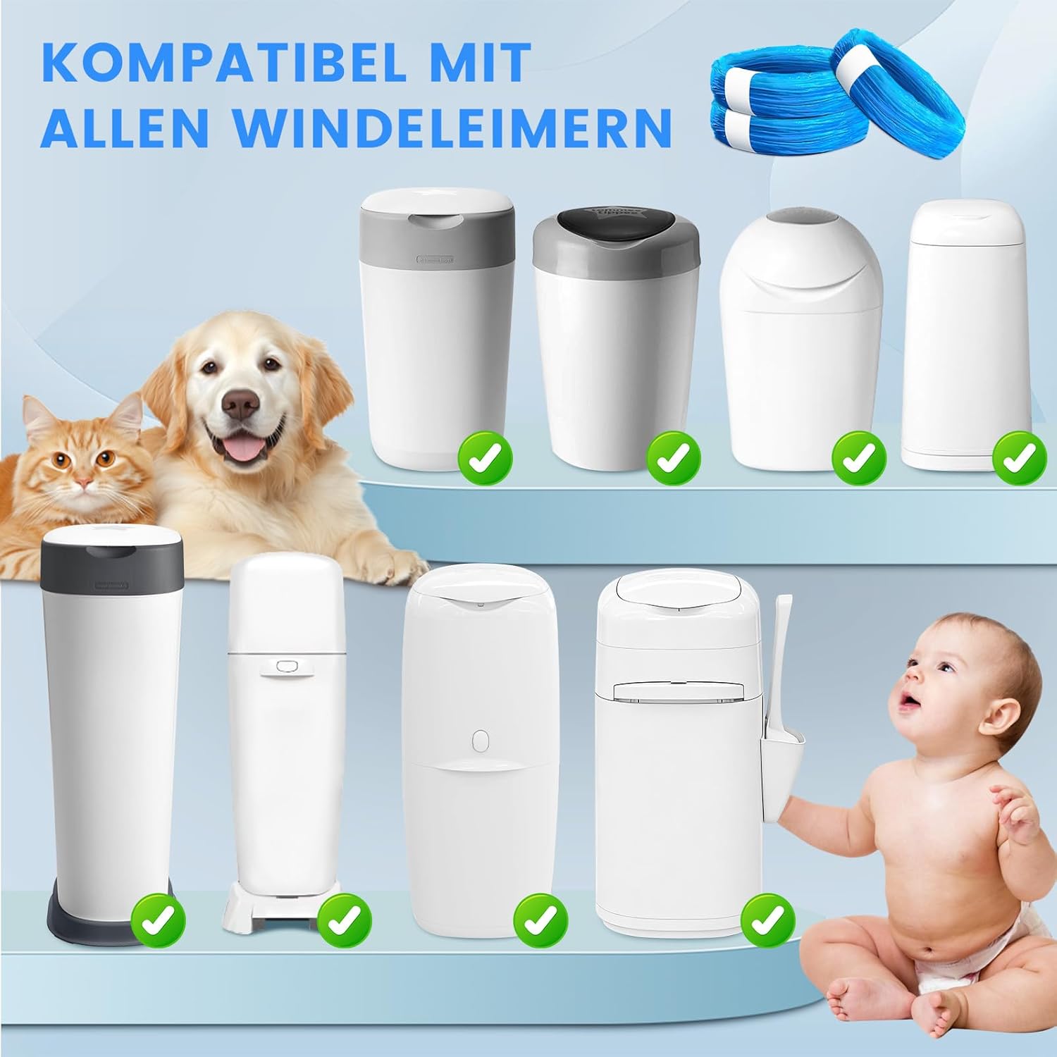Thumbnail 6 de 12er Windeleimer Nachfüllkassetten (Nachfüllfolie) mit 4,5 m Folienbeuteln – geruchsresistent & einstechschutzstark