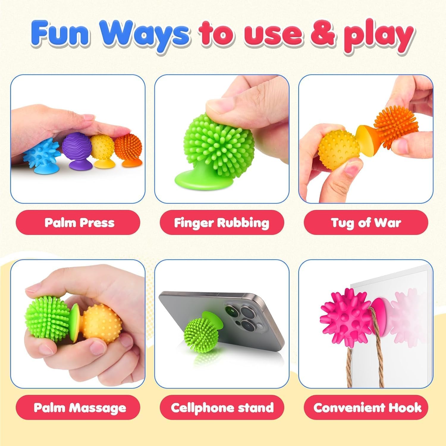 Thumbnail 3 de Sensory Fidget Toys Kids & Adults 16-Pack Textured Suction Calming Toys