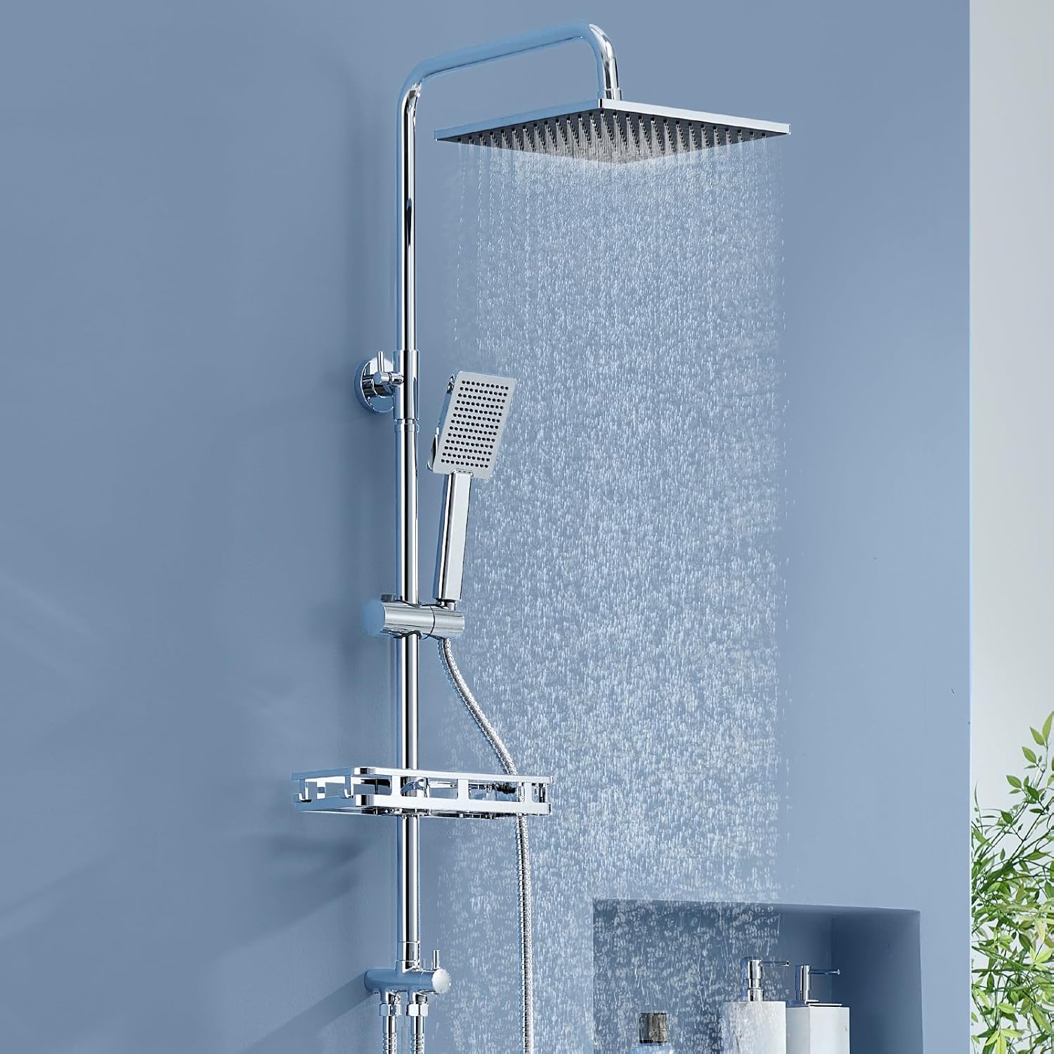 Detalle de Auralum Regendusche 25 x 25 cm Edelstahlset