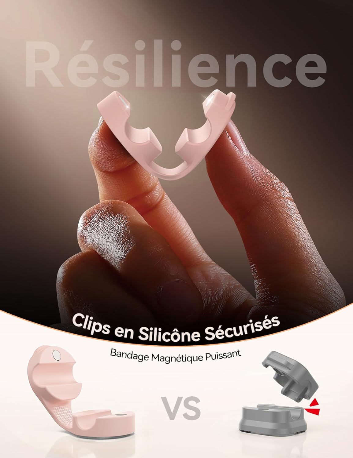 Detalle 2 de FLYLEAD 8 Pièces Clips Câble Silicone Rose