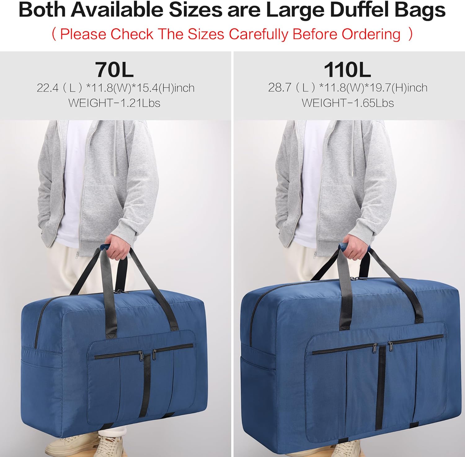Detalle 2 de YOUNGOA Grand Sac de Voyage 110L — Sac pliable et étanche XXL bleu