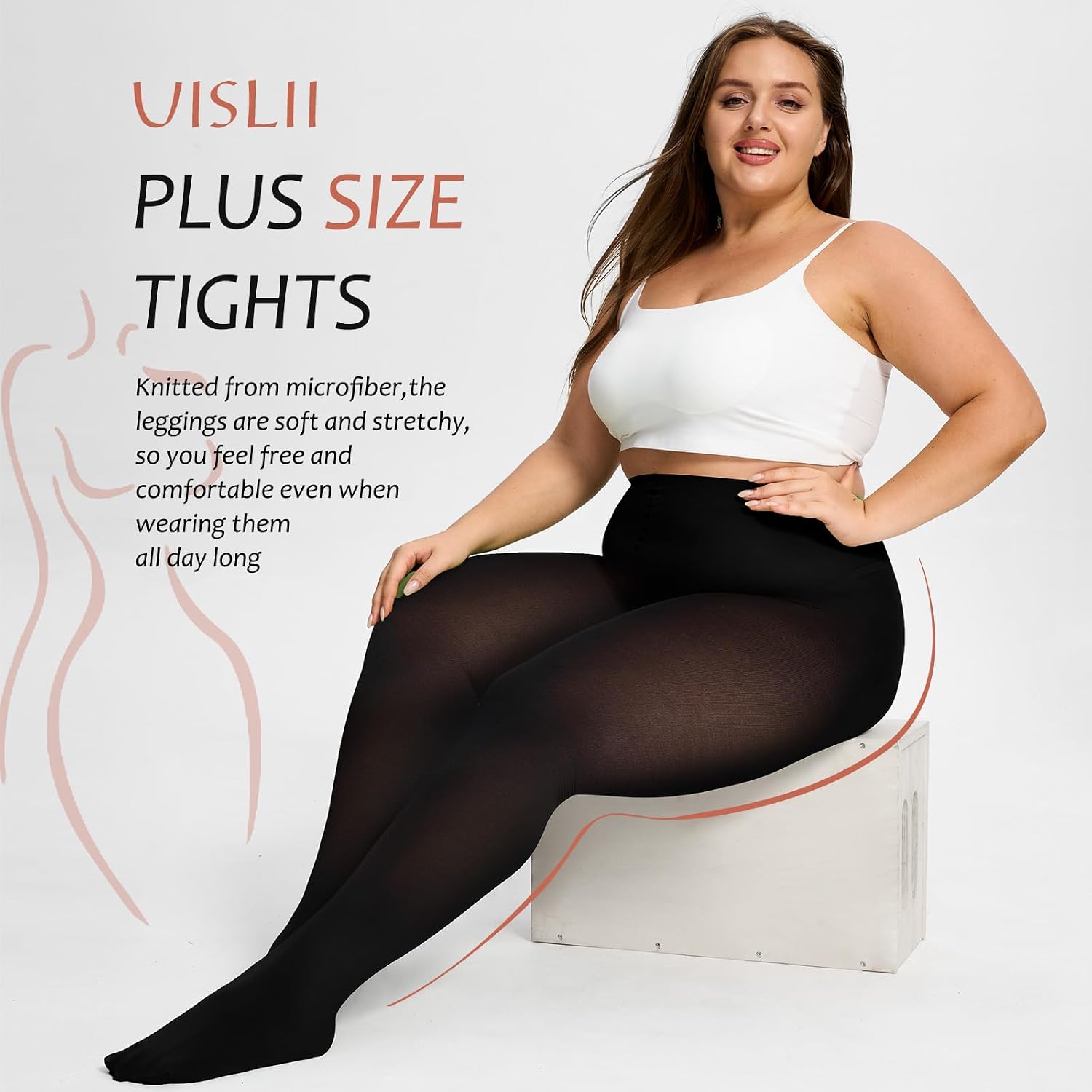 Detalle 2 de UISLII Plus-Size Tights 80D