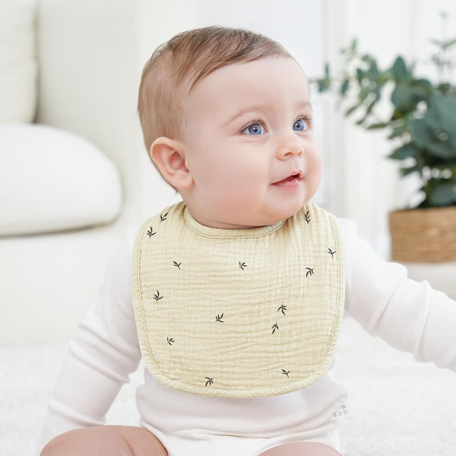 Detalle 2 de bearmoss Muslin Baby Dribble Bibs (100% Cotton) – 8-Pack Adjustable Bandana Bibs for Drool & Teething