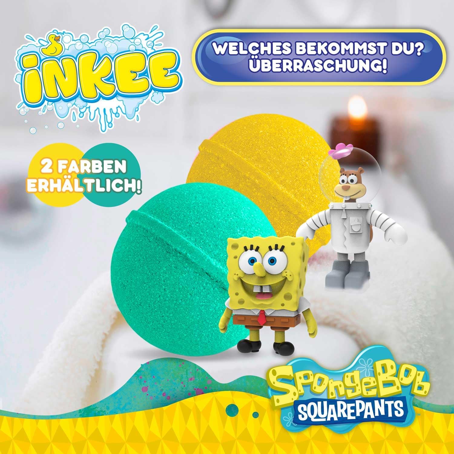 Detalle 2 de INKEE SpongeBob 5er Pack – Badekugeln mit Überraschung (80 g × 5)