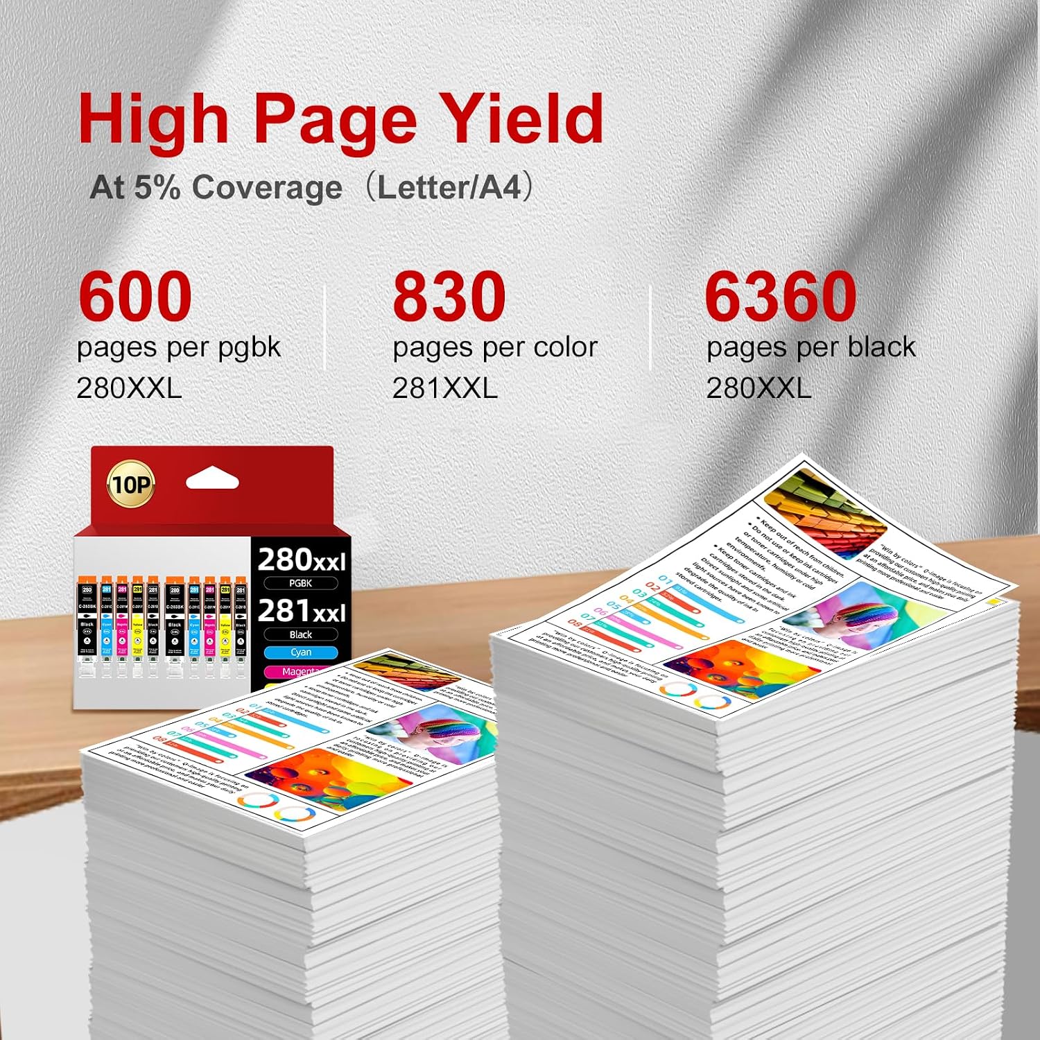 Thumbnail 2 de Skydo 280XXL 281XXL Compatible Ink Cartridges, 10-Pack for Canon PIXMA