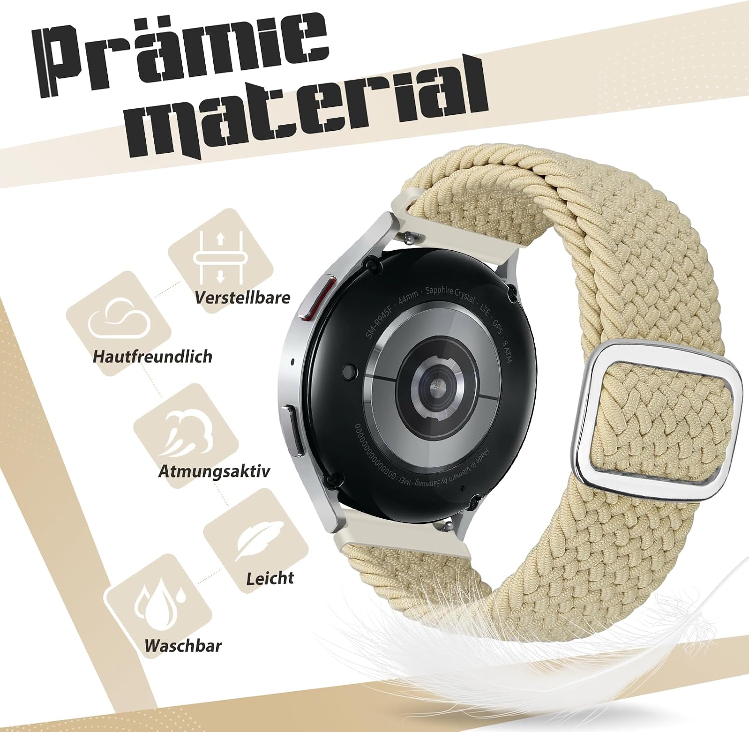 Thumbnail 3 de Yunshare geflochtenes elastisches Uhrenarmband mit Schnellverschluss (18–24 mm), 3er-Set Ersatzband